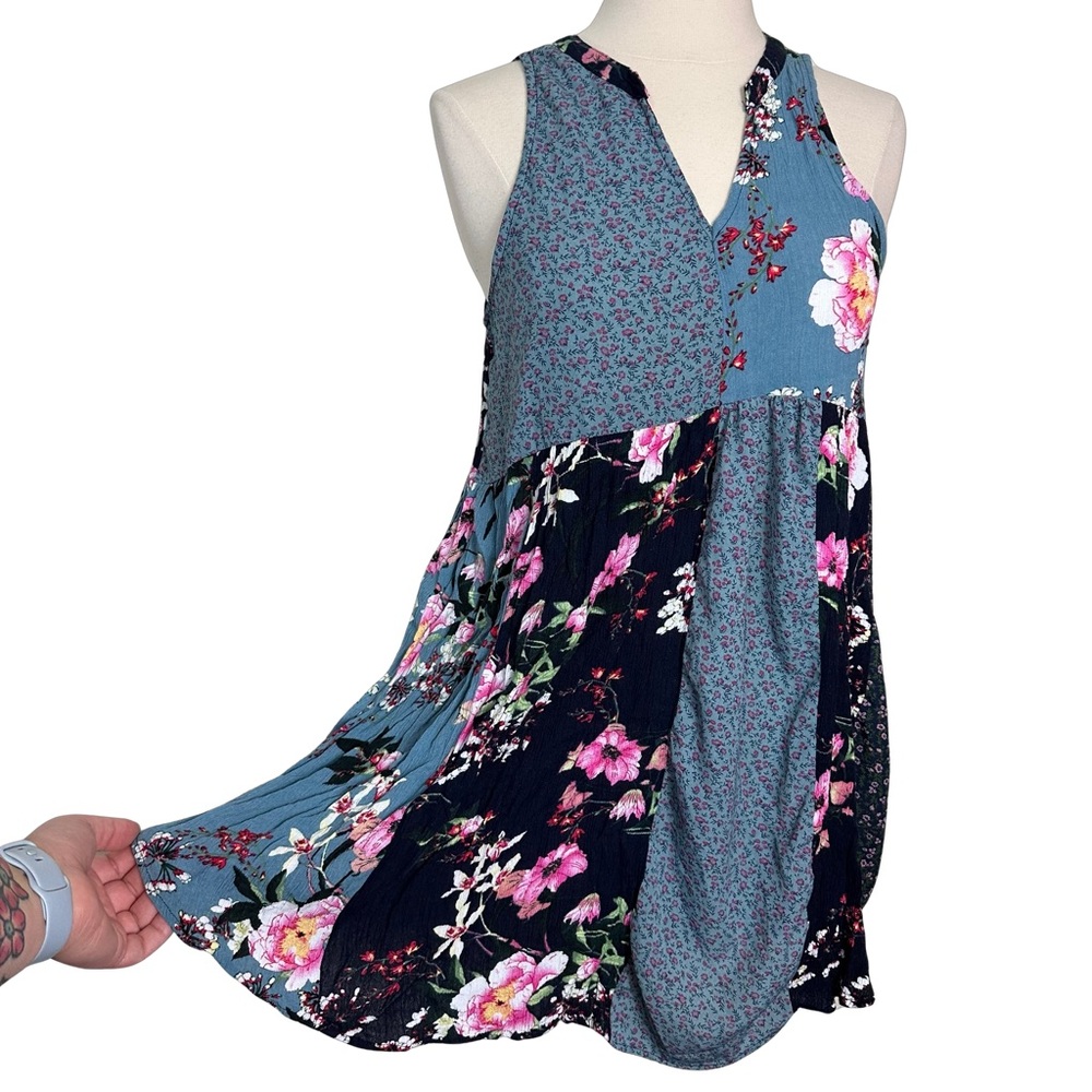 Umgee Floral Patchwork Boho Flowy Sleeveless Long… - image 4